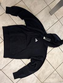 Felpa adidas nera con cappuccio - Nuova
