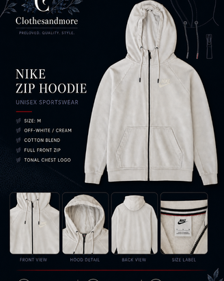 Felpa Nike donna M crema full zip con cappuccio
