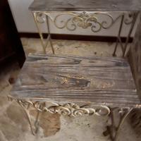 Tavolini in legno e ferro battuto