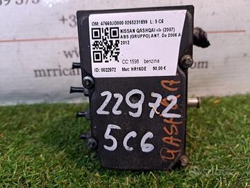 ABS NISSAN Qashqai 1° Serie 47660JD000 0265231899