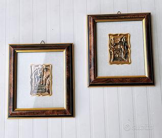 4 quadretti sbalzati in argento