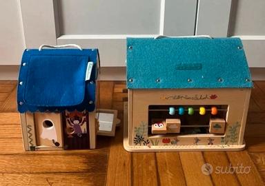 Due casette Lilluputiens legno con giochi