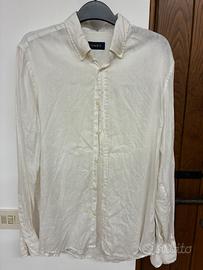 Camicia uomo in lino Piombo – Bianca