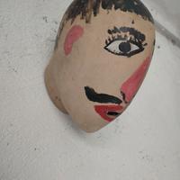 scultura testa vintage dipinta