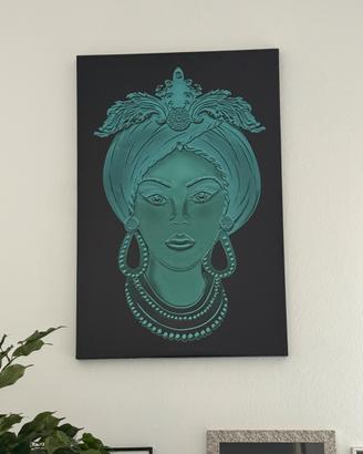 Quadro testa di moro nero e blu ottanio