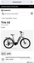 E-Bike elettrica Winora Tria 10 Bosch 600w