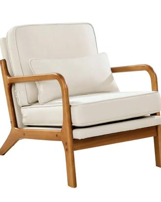 Poltrona Imbottita con Struttura in Legno Massello