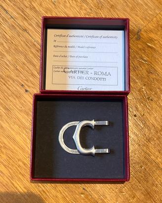 Fermasoldi C de Cartier in acciaio e argento