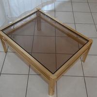 Tavolino salotto ottone cristallo