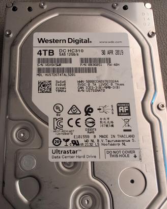 WD Ultrastar 4TB SAS 12Gb/s - DC HC310 (7200 RPM)