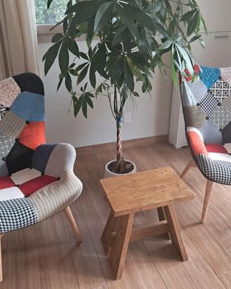 Poltrone moderne patchwork con gambe in legno 