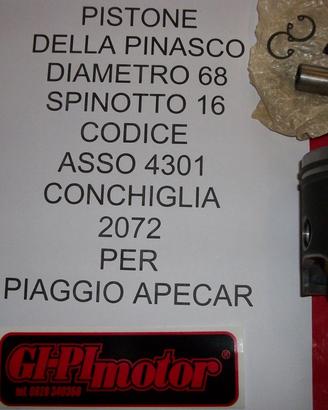 Pistone PINASCO D. 68 PER PIAGGIO APERCAR