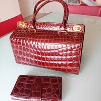 borsa e borsellino pelle coccodrillo