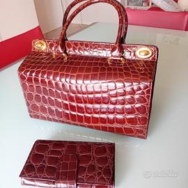 borsa e borsellino pelle coccodrillo