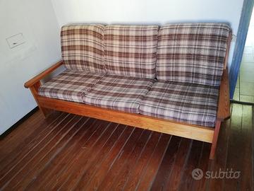Divano 3 posti rustico legno massello 