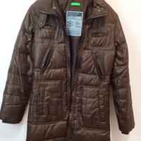 cappotto piumino colore marrone Benetton taglia 38