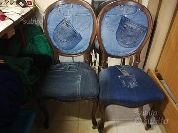 Coppia sedie rifoderate jeans