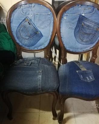 Coppia sedie rifoderate jeans