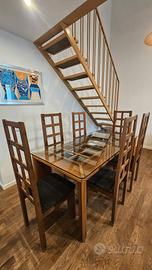 Tavolo legno massello e sei sedie legno e seduta i