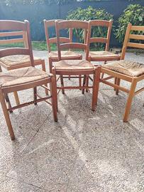 6 sedie di legno usate per taverna o giardino