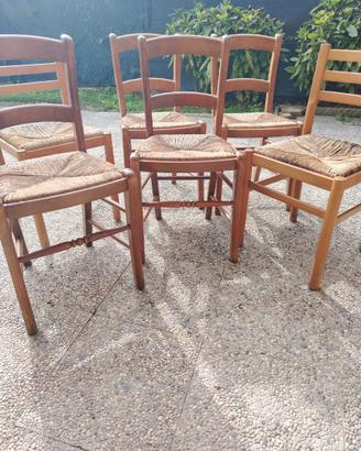 6 sedie di legno usate per taverna o giardino