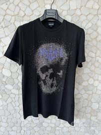 Maglia just cavalli con ricamo teschio brillantini