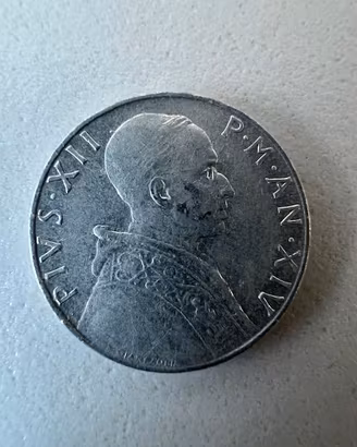 Moneta Lire 5 Papa Pio XII 1952 Originale