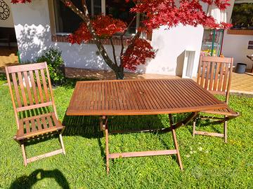 tavolo e 2 sedie in acacia - arredamento giardino
