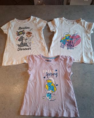 Set 3 t-shirt bambina 2-3 anni stampa 92 Lupilù 