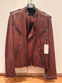 Giacca "chiodo" biker, vera pelle, artigianale