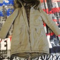 giubbotto parka donna verde tg M double face 