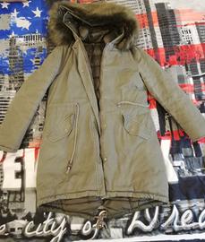 giubbotto parka donna verde tg M double face 