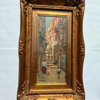 F. Vassetti-olio su tavola firmato,vico napoletano