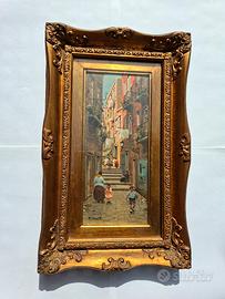 F. Vassetti-olio su tavola firmato,vico napoletano