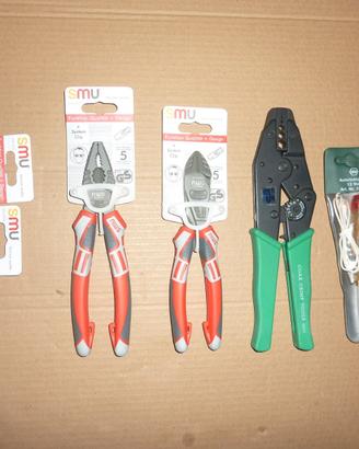 Pinza e tronchese grandi+crimpatrice+provatensione
