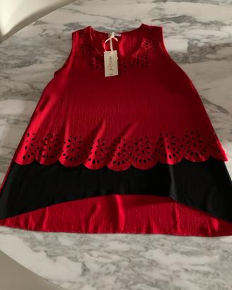 Blusa/Tunica Laserata Colore Rosso e Nero