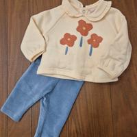 Set Felpa e Fuseaux Velluto Neonata