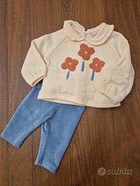 Set Felpa e Fuseaux Velluto Neonata