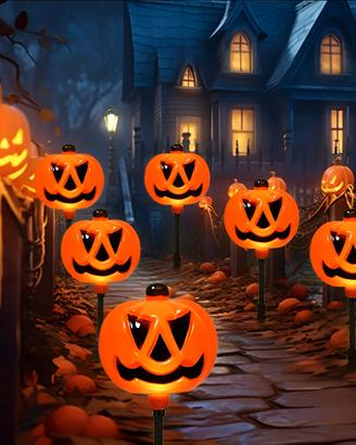 Decorazioni Halloween 6 luci solari  zucche Horror