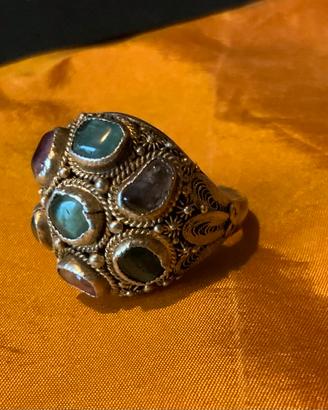 anello filigrana e pietre dure