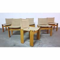 Set di 6 sedie Monk Tobia Scarpa in tela Beige 