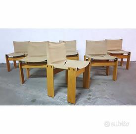Set di 6 sedie Monk Tobia Scarpa in tela Beige 