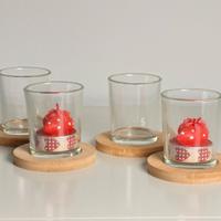 4 portacandele vetro con base legno idee natale