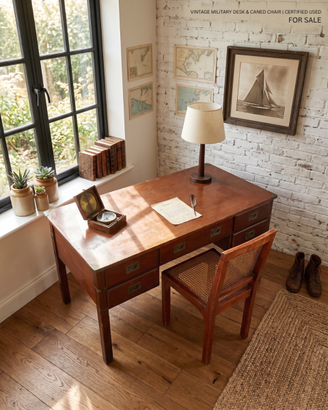 Scrivania e sedia vintage in legno