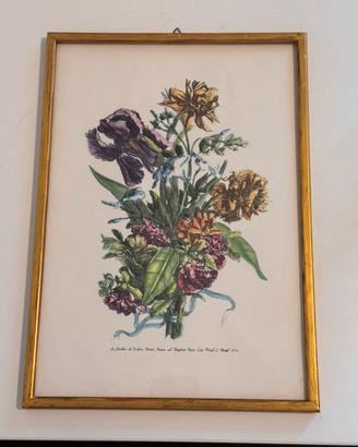 Quadro Vintage Stampa Botanica e Cornice Dorata