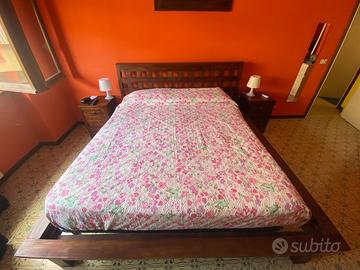 Letto struttura smontabile+2 comodini legno TEAK