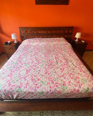 Letto struttura smontabile+2 comodini legno TEAK