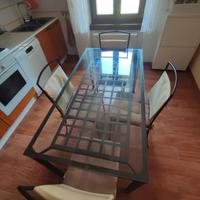 Tavolo da cucina + 4 sedie in ferro e vetro