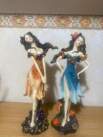 Coppia statuine fate collezione estate e autunno