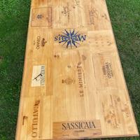 Tavolo artigianale in legno con casse vino 160x80